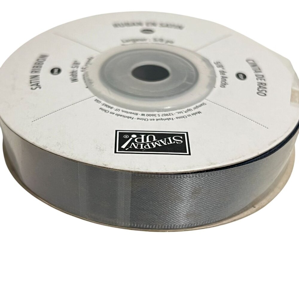 Stampin' Up! Satin Ribbon Basic Gray 5/8" Width 13.7 Yards Durable Crafting Mate